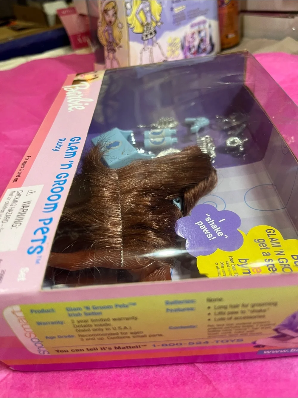 1999 Mattel Barbie Glam 'N Groom Pets feat. Ruby the Irish Setter Dog NRFB Rare